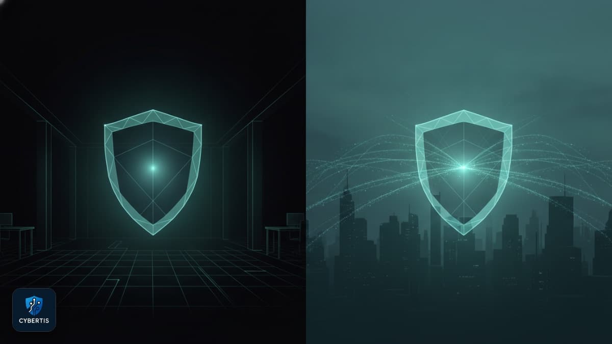 CISO חיצוני מול גיוס פנימי — איור מושג