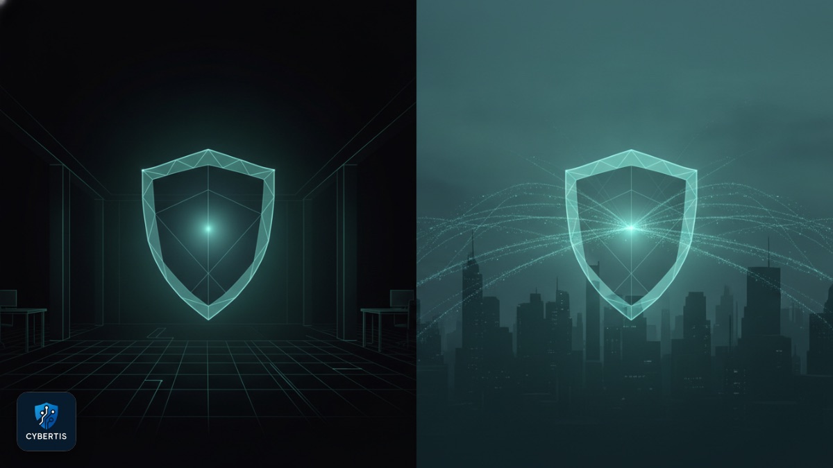 CISO חיצוני מול גיוס פנימי — איור מושג